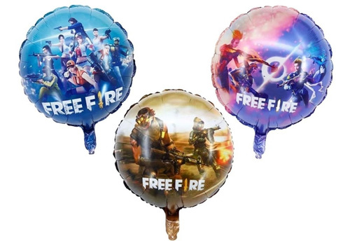 Pack 12 Globos Metalizados Free Fire Aire O Helio