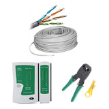 Cable Utp Cat. 5 Interior (50m)+ Ponchadora + Tester Rj45