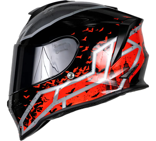 Casco Kov Dc Kroon Batman Rojo Mate Integral Deport. Ece | Meses sin interés