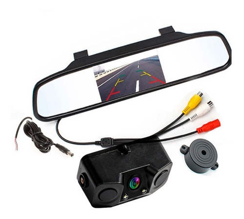 Espejo Retrovisor Pantalla + Doble Sensor De Reversa