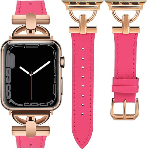 Malla De Cuero Para Apple Watch 38/40/41mm Rosa-rosa Dorado