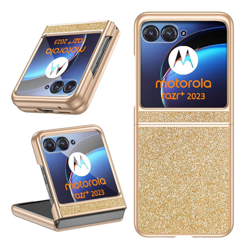 Funda Con Purpurina Para Motorola Razr 40 Ultra - Dorado