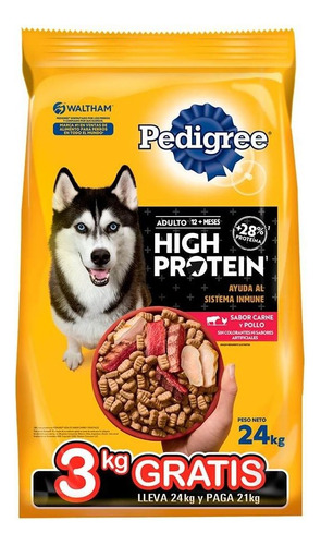 Pedigree High Protein Perro Adulto Carne Y Pollo X 21+ 3 Kg