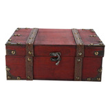 Cofre Del Tesoro Retro Vintage Caja De 6282 Rojo-grande