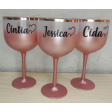 Kit 10 Taça De Gin Degradê Rose Gold  Personalizada