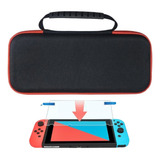 Estuche Rigido Con Mango + Vidrio Protector Nintendo Switch 