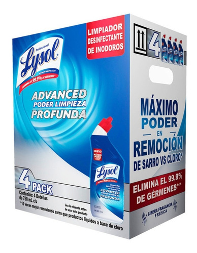 Limpiador Para Inodoro Lysol Desinfectante 4pz De 750 Ml C/u