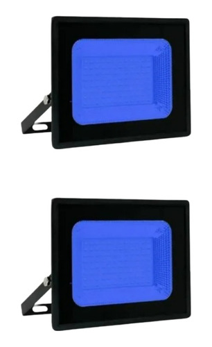 Kit 2 Refletor Holofote Led Cor Azul 50w Prova D'água Bivolt