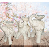 Juego De Elefantes En Ceramica De 15cm-20cm-25cm