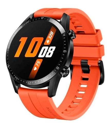 Huawei Watch Gt 2 Sport 1.39  Caja 46mm De  Metal Y Plástico Black Stainless Steel, Malla  Sunset Orange De  Fluoroelastómero Ltn-b19