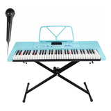 Teclado Piano Musical 61 Teclas Com Suporte E Microfone Mxt