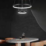 Luminaria De Techo Colgante Circular Moderna Led Negro,...