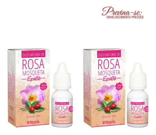 Óleo Natural Rosa Mosqueta Epilê 100% Puro 10ml Rugol Kit 2