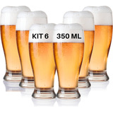 Kit Jogo 6 Copos 350ml Tulipa Vidro Grosso Cerveja Suco Agua