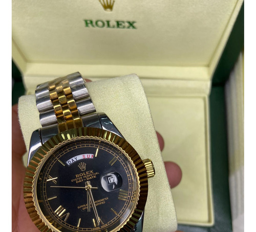 Relogio Masculino Presidente Rolex Misto Com Preto Com Caixa