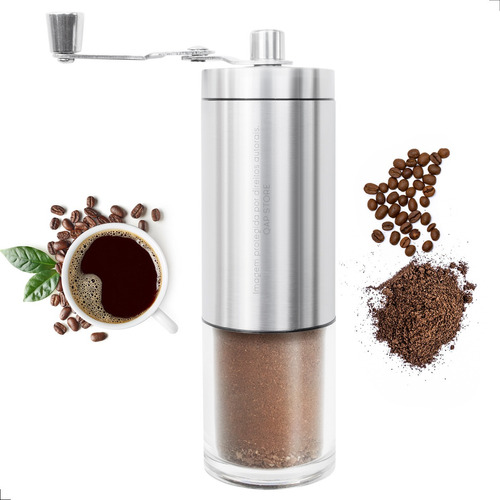 Moedor De Café Manual Compacto Em Inox C/ Ajuste De Moagem