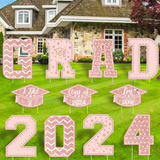 Cartel Para Jardin De Graduacion Con Estacas 11 Pzas Rosa