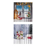 2set Up Christmas Waterfall Curtains 2panels Curtains