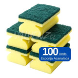 Esponjas Acanalada X100 Multiuso Cocina Hogar Amarilla Verde