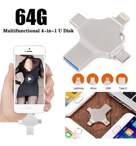 Unidad De Disco 4 En 1 Otg 3.0 64g U Para iPhone Android Pc