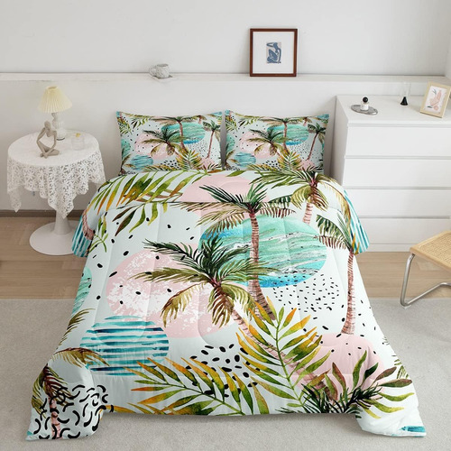 Juego De Ropa De Cama De Tamaño Queen Tema Tropical Ju...