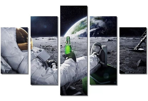 Quadro Mosaico 5 Peças Hd 4k Astronautas Mdf 3mm Cor Colorido Cor Da Armação N/a