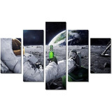 Quadro Mosaico 5 Peças Hd 4k Astronautas Mdf 3mm Cor Colorido Cor Da Armação N/a