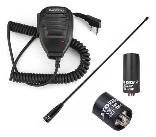 Pack Antena Walkie Talkie Doble Banda + Micrófono + Altavoz