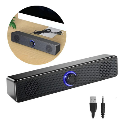 Caixa De Som Gamer Para Computador Pc Soundbar Usb Led Preto | Frete grátis