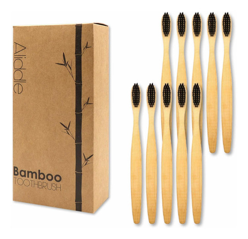 Paquete De 10 Cepillos De Dientes De Bambú Biodegradables, E