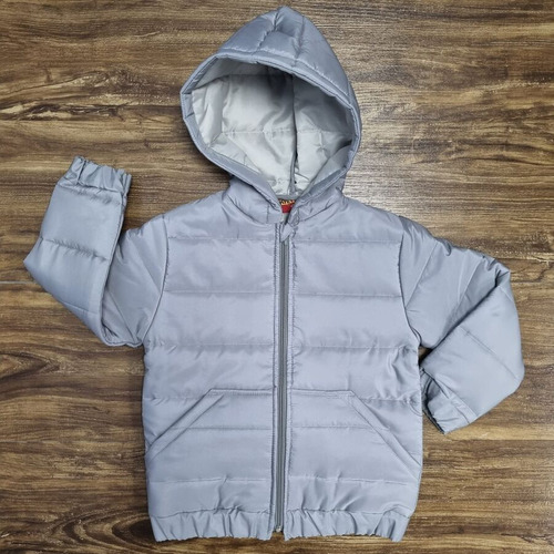 Jaqueta Puffer Cinza Infantil Menino Outono Inverno