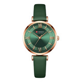 Dama Moda Curren Reloj Pequeña Dial Simple Con Correa Piel