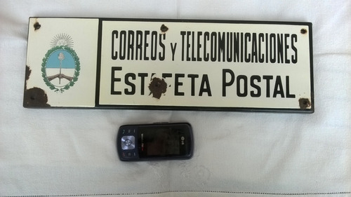 Antiguo Cartel Enlozado Correos Telecomunicaciones Estafeta