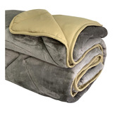 Acolchado Plumon King Aterciopelado Velvet Gris Beige