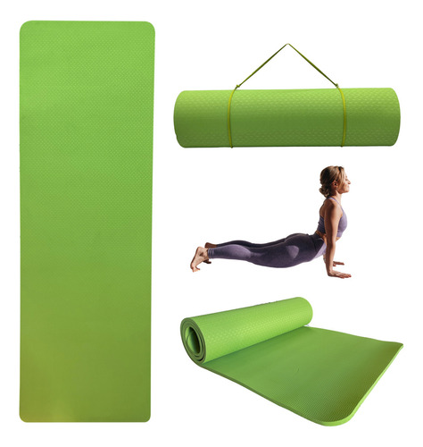 Tapete 10mm Portátil Yoga Pilates Fitness Ejercicio Tpe Color Verde