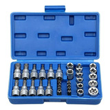 Juego De Dados Y Puntas 3/8 Torx, 34 Pz, Hembra Y Macho