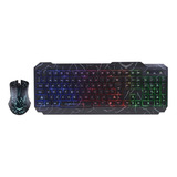 Kit Teclado Mouse Gamer Rgb Led Multimedia Naceb Usb Español