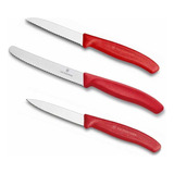 Set De 3 Cuchillos Victorinox® Para Cocina, Swiss Classic Color Rojo 6.7111.3