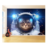 Adesivo De Parede Gato Roupa De Astronauta 3d 7m² Anm133