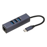 Hub Usb C 4 En 1, Puerto Rj45 Gigabit Ethernet, 3 Puertos Us