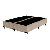 Base Cama Box Queen Bipartido Suede Bege - 158x198x39