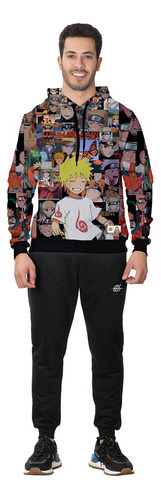 Conjunto Moletom Naruto Shippuden Anime Cosplay Infantil Top