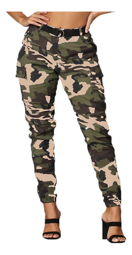 L Pantalones De Camuflaje Tipo Jogger Cargo De Cintura Alta