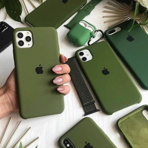 Funda Silicone Case Para iPhone Verde Militar