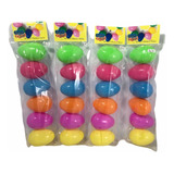 24 Huevos Grandes Cascarones Plastico Pascua Colores Fiesta