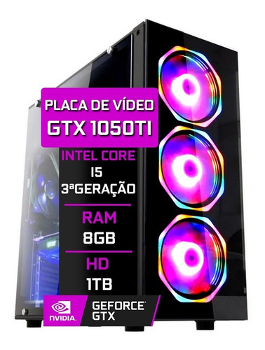 Computador Fácil Gamer Intel I5 8gb Gtx 1050-ti 4gb Hd 1 Tb