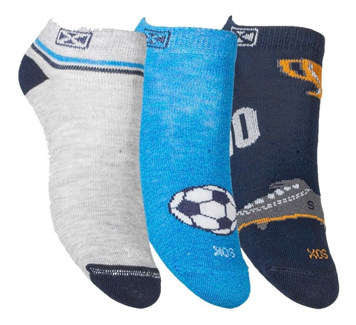 Medias X3 Sox Tripack Bebes Niños Azul Soquetes Punteras Pie