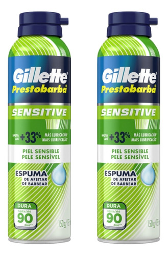 Espuma De Barbear Gillette Prestobarba 150g Sensivel-kit 2un