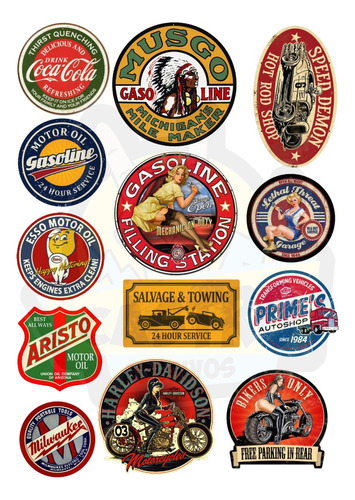 13 Adesivos Sticker Vintage Old Retrô Hoodride Rat Look Rod