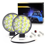 Faros Neblineros De 14 Led Redondos De 42w, 1 Par